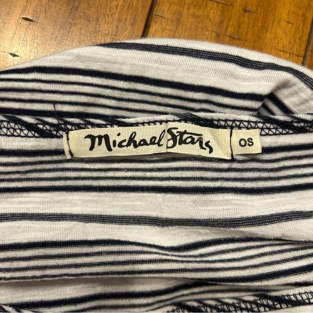 Michael Stars Black and White Striped 3/4 Sleeve Boatneck Top, One Size - Picture 6 of 6